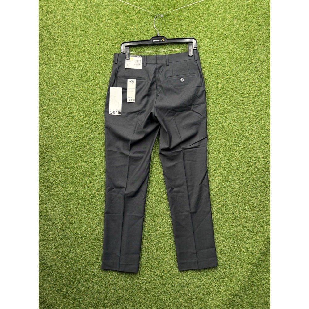 Bar III Dress Pants Mens 30x30 Slim Fit Charcoal Gray Pleated Performance NWT